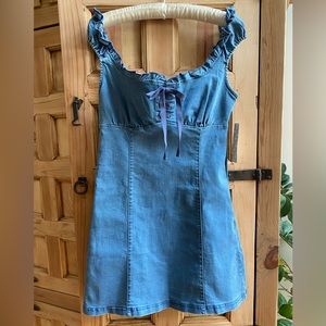 Urban Outfitters Nayda Denim Ruffle Mini Dress NWT Size Medium